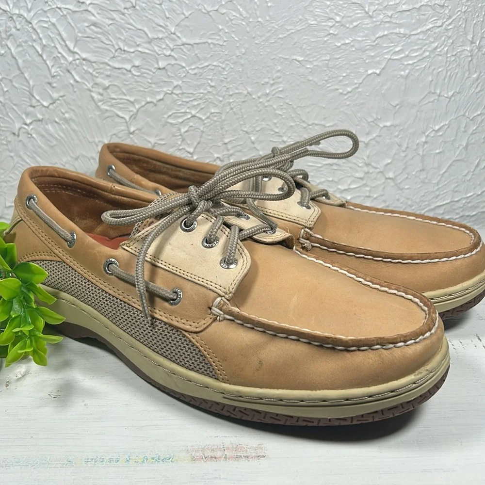 Sperry Billfish 3 Eye Leather Men's Top Sider Tan Cream Boat Shoes Loafer Style